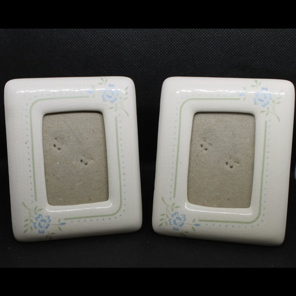 Vintage 1984 - Ceramic Picture Frames - Set of 2 - Cream with Floral Design